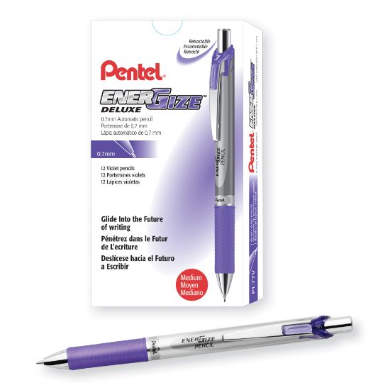 Picture of Pentel EnerGize Mechanical Pencils, 0.7 mm, Violet/Silver, Pack Of 12