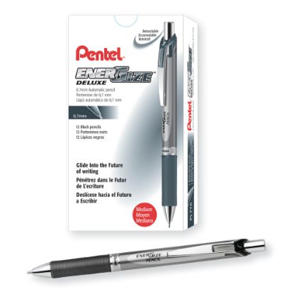 Picture of Pentel EnerGize Mechanical Pencils, 0.7 mm, Black/Silver, Pack Of 12