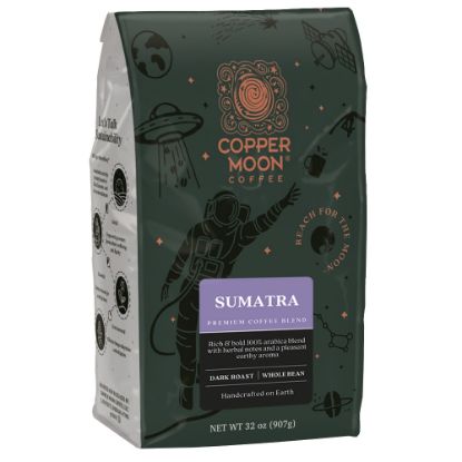 Picture of Copper Moon World Coffees Whole Bean Coffee, Sumatra, 2 Lb Per Bag, Carton Of 4 Bags