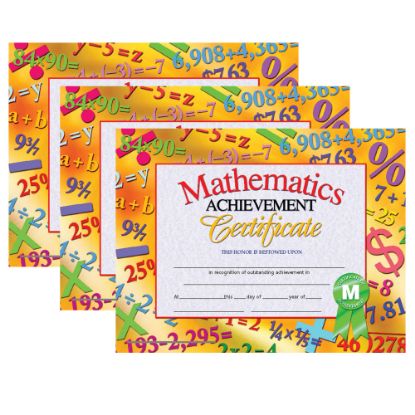 Picture of Hayes Certificates, 8-1/2in x 11in, Mathematics Achievement, 30 Certificates Per Pack, Set Of 3 Packs