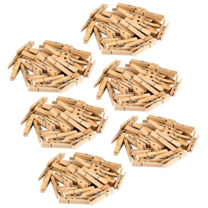 Picture of Teacher Created Resources STEM Basics Medium Clothespins, Beige, 50 Clothespins Per Pack, Set Of 6 Packs