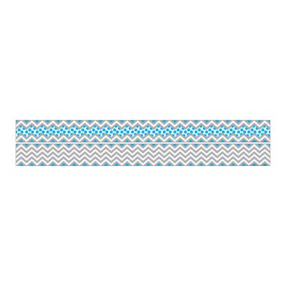 Picture of Barker Creek Double-Sided Straight-Edge Border Strips, 3in x 35in, Chevron Gray And Blue, Pack Of 12