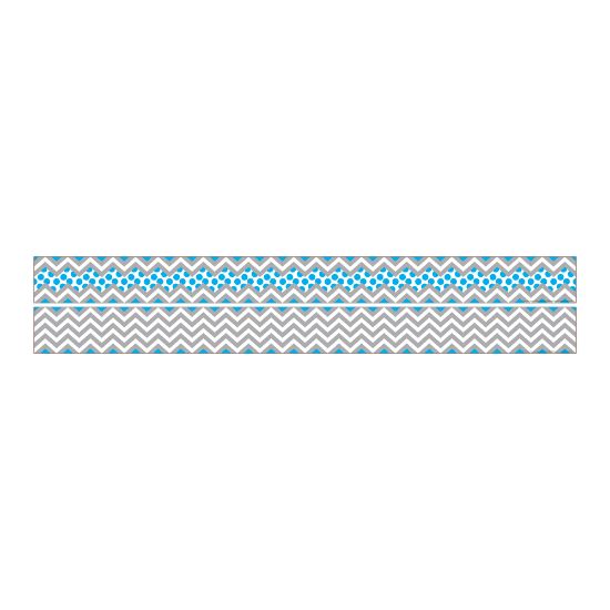 Picture of Barker Creek Double-Sided Straight-Edge Border Strips, 3in x 35in, Chevron Gray And Blue, Pack Of 12