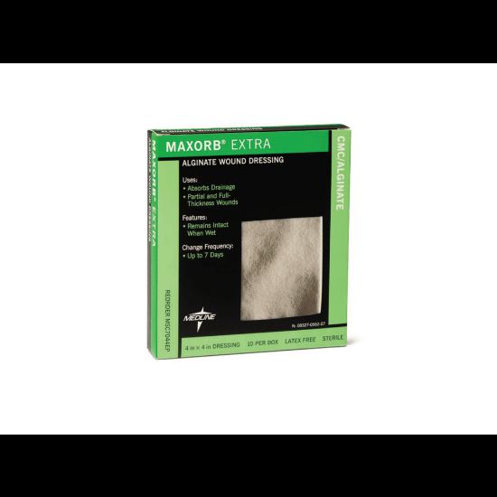 Picture of Maxorb Extra CMC/Alginate Dressings, 4in x 4in, White, Box Of 10