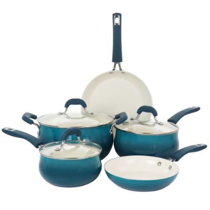 Picture of Oster Corbett 8-Piece Non-Stick Aluminum Cookware Set, Teal