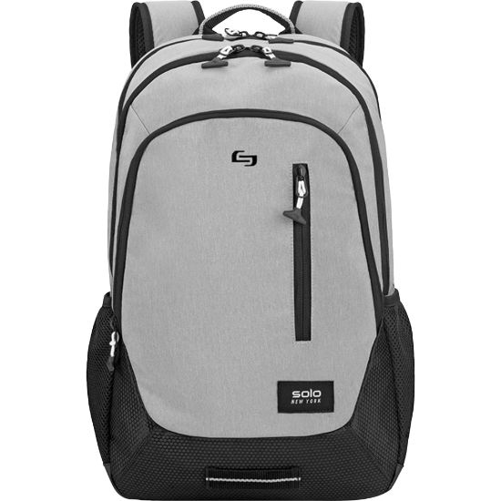 Picture of Solo New York Region Polyester Backpack With 15.6in Laptop Pocket, 19inH x 13inW x 6inD, Gray