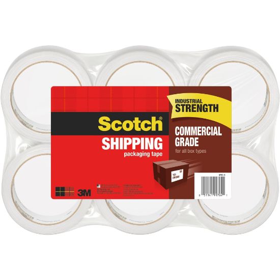 Picture of Scotch Commercial Grade Packing Tape, 1-7/8in x 54.6 Yd., Clear, Pack Of 6 Rolls