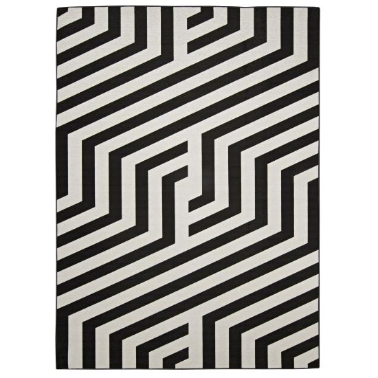 Picture of Linon Washable Outdoor Area Rug, Natrona, 5ft x 7ft, Ivory/Black