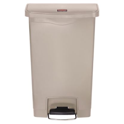 Picture of Rubbermaid Slim Jim Step-On Resin Front Step Wastebasket, 13 Gallons, Beige