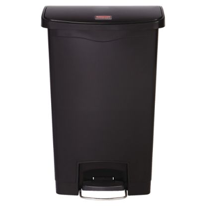 Picture of Rubbermaid Slim Jim Step-On Resin Front Step Wastebasket, 13 Gallons, Black