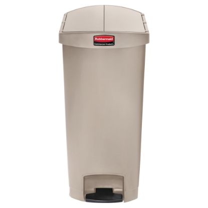 Picture of Rubbermaid Slim Jim Step-On Resin End Step Wastebasket, 18 Gallons, Beige