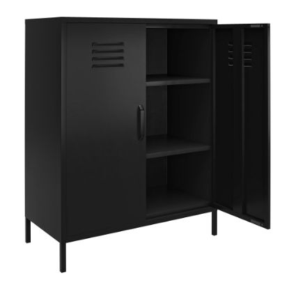 Picture of Ameriwood Home Mission District 2-Door 3-Shelf Metal Locker Storage Cabinet, 40inH x 31-1/2inW x 15-3/4inD, Black