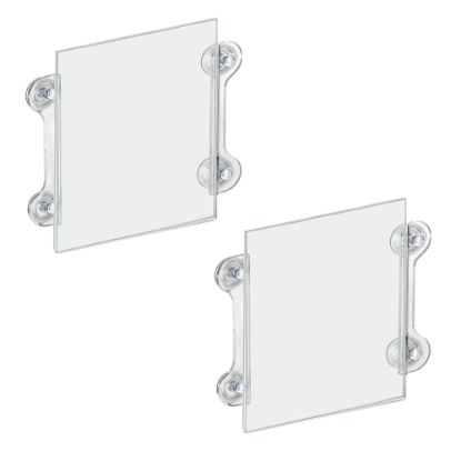 Picture of Azar Displays Vertical/Horizontal Sign Frames with Suction Cups, 8 1/2inx11in, Clear, Pack of 2Material: AcrylicOrientation: PortraitLoading Style: Top LoadingSign Measurement: 8.5inW x 11inHOverall Measurement: 11.5inW x 11inHIncludes: 4 Suction Cups