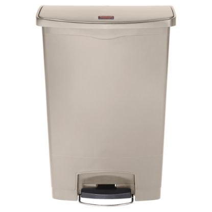 Picture of Rubbermaid Slim Jim Step-On Resin Front Step Wastebasket, 24 Gallons, Beige