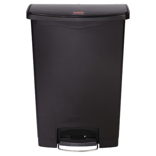 Picture of Rubbermaid Slim Jim Step-On Resin Front Step Wastebasket, 24 Gallons, Black