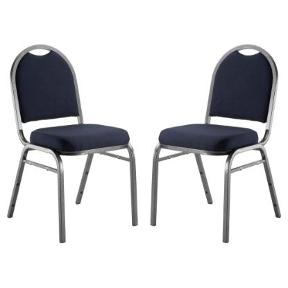 Picture of National Public Seating 9200 Series: Dome-Back Premium Fabric Upholstered Banquet Stack Chair, Midnight Blue Seat/Silvervein Frame, Set Of 2