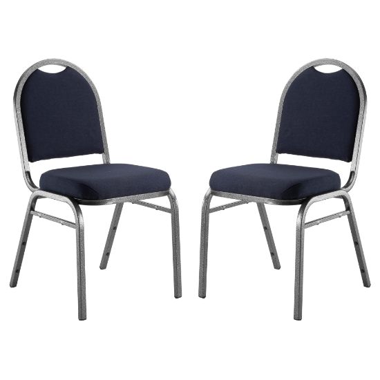 Picture of National Public Seating 9200 Series: Dome-Back Premium Fabric Upholstered Banquet Stack Chair, Midnight Blue Seat/Silvervein Frame, Set Of 2