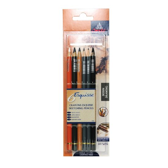 Picture of Conte Pencil Set, Drawing, Assorted Colors, Set Of 6 Pencils