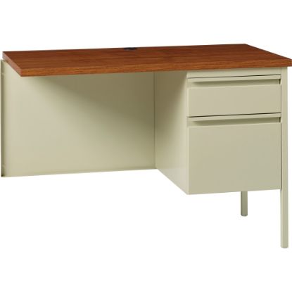 Picture of Lorell Fortress 42inW Steel Pedestal Return Computer Desk, Right, Putty/Oak