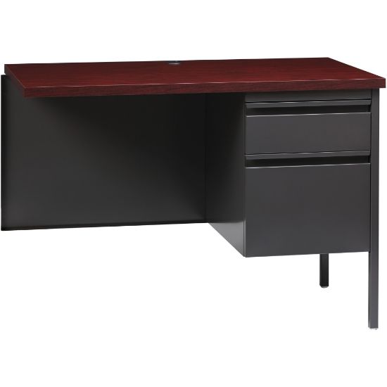 Picture of Lorell Fortress Series 42inW Steel Pedestal Return Desk, Right, Charcoal/Mahogany