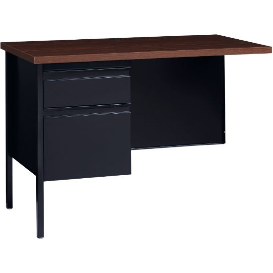 Picture of Lorell Fortress Series 42inW Steel Pedestal Return Desk, Left, Black/Walnut