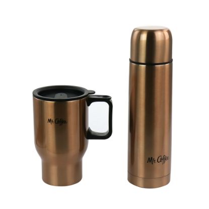 Picture of Mr. Coffee 2-Piece Thermal Bottle And Travel Mug, Copper