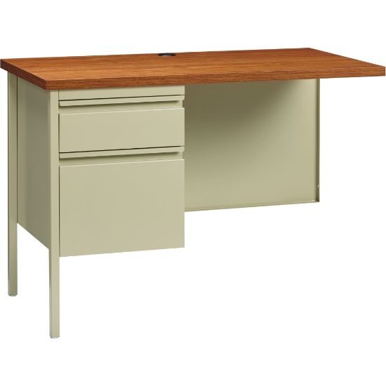 Picture of Lorell Fortress Series 42inW Steel Pedestal Return Desk, Left, Putty/Oak