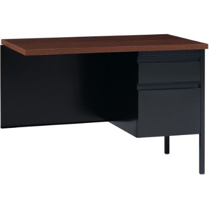 Picture of Lorell Fortress Series 42inW Steel Pedestal Return Desk, Right, Black/Walnut