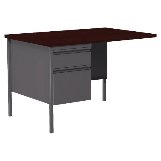 Picture of Lorell Fortress Series 42inW Steel Pedestal Return Desk, Left, Charcoal/Mahogany