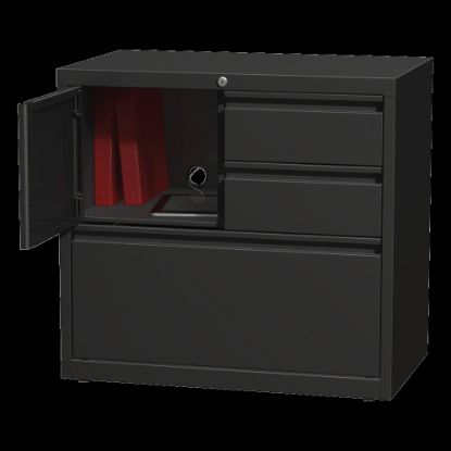 Picture of Lorell 30inW Steel Personal Storage Center With Lateral File Cabinet, Black