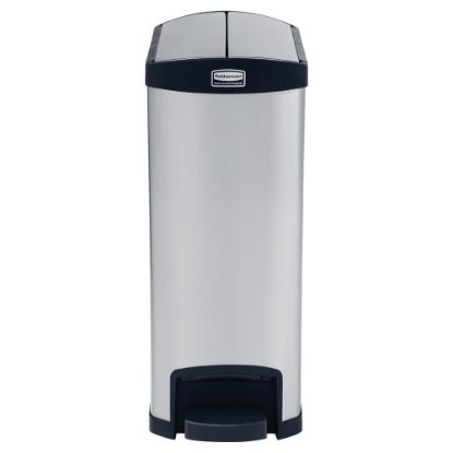 Picture of Rubbermaid Slim Jim Step-On Stainless Steel End Step Container, 13 Gallons, Black