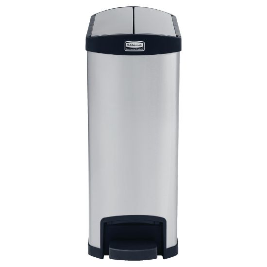 Picture of Rubbermaid Slim Jim Step-On Stainless Steel End Step Container, 13 Gallons, Black