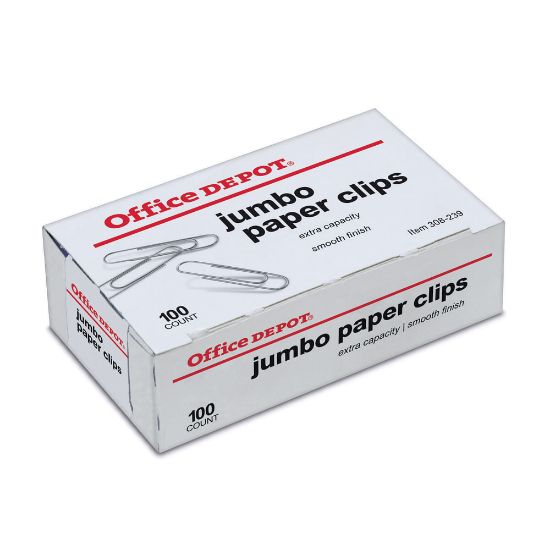 Picture of Office Depot Brand Paper Clips, Jumbo, Silver, Box Of 100 Clips, 10004BX