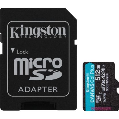 Picture of Kingston Canvas Go! Plus SDCG3 512 GB Class 10/UHS-I (U3) microSDXC - 170 MB/s Read - 90 MB/s Write - Lifetime Warranty