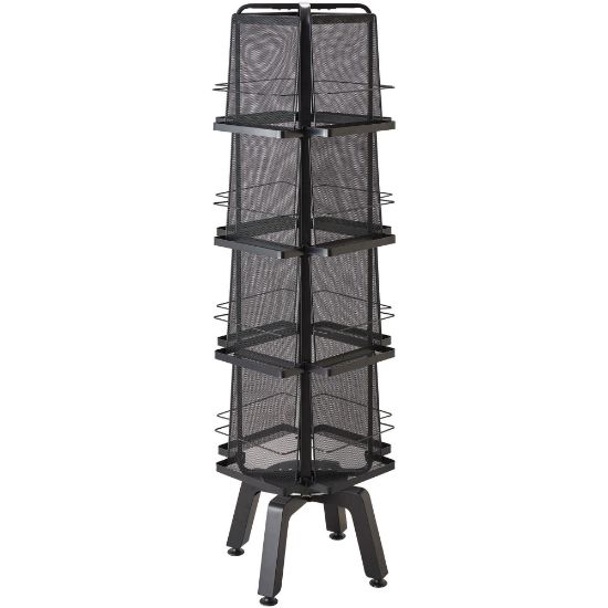 Picture of Safco Mesh Rotating Magazine Stand With 16 Pockets, 58.6inH x 18.3inW x 18.3inD, Black