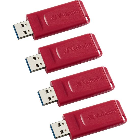 Picture of Verbatim Store "n Go USB Flash Drives - 16 GB - USB 2.0 - Red - Lifetime Warranty - 4 / Carton