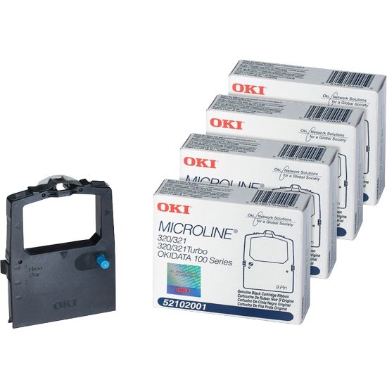 Picture of Oki Dot Matrix Ribbon Cartridge - Black - 4 / Bundle - 3 Million Characters