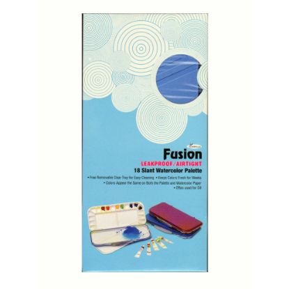 Picture of Mijello Fusion Series Airtight Watercolor Palette, Reusable, 18 Wells, 10 1/2in x 5in x 7/8in, White and Blue