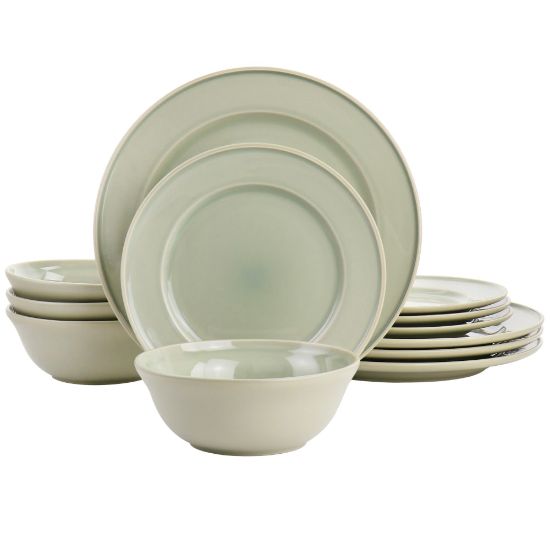 Picture of Martha Stewart 12-Piece Reactive Glaze Stoneware Dinnerware Set, Sharkey Gray