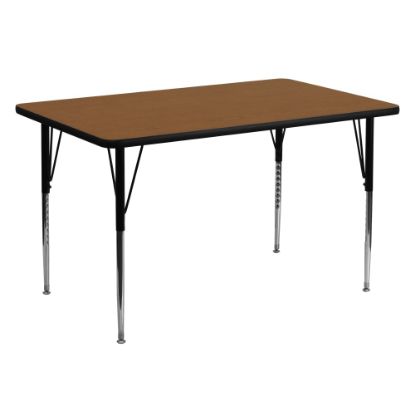 Picture of Flash Furniture 60ft"W Rectangular HP Laminate Activity Table With Standard Height-Adjustable Legs, Oak