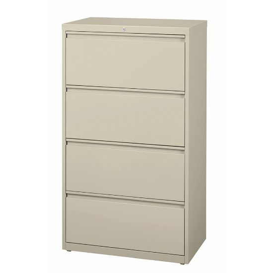 Picture of WorkPro 30inW x 18-5/8inD Lateral 4-Drawer File Cabinet, Putty