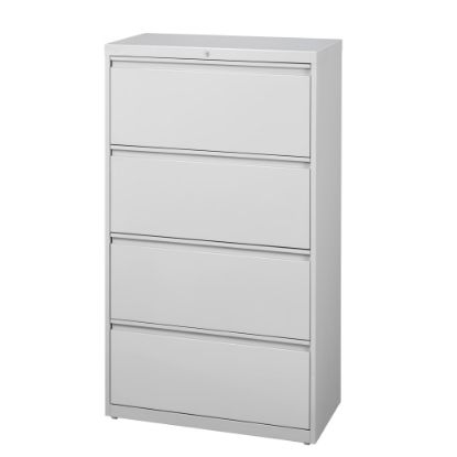 Picture of WorkPro 30inW x 18-5/8inD Lateral 4-Drawer File Cabinet, Light Gray