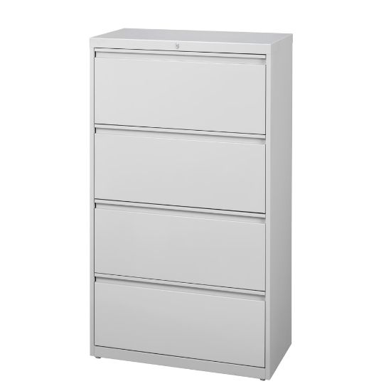 Picture of WorkPro 30inW x 18-5/8inD Lateral 4-Drawer File Cabinet, Light Gray