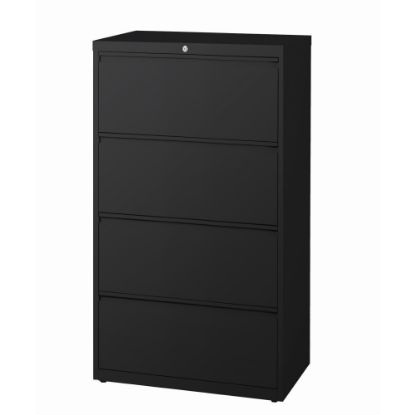 Picture of WorkPro 30inW x 18-5/8inD Lateral 4-Drawer File Cabinet, Black