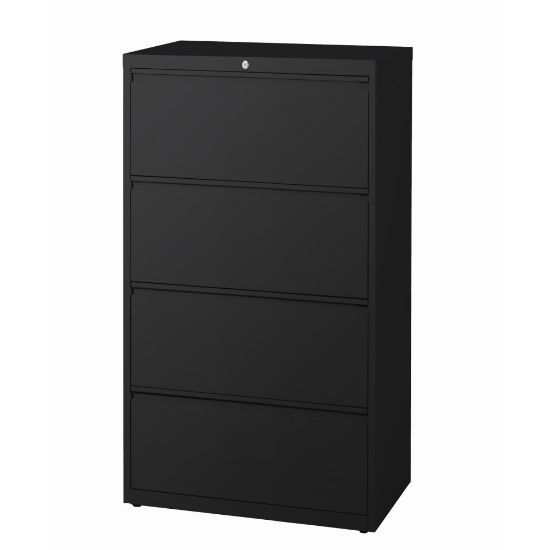 Picture of WorkPro 30inW x 18-5/8inD Lateral 4-Drawer File Cabinet, Black