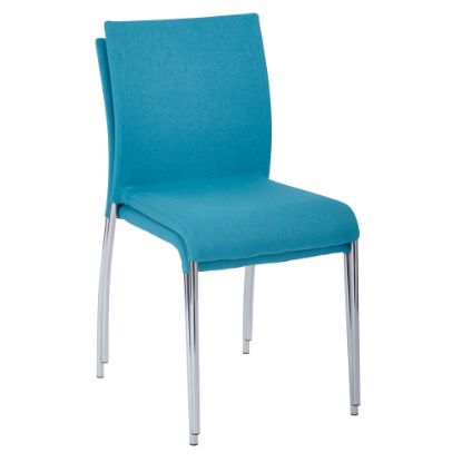 Picture of Ave Six Conway Stacking Chairs, Aqua/Silver, Set Of 2