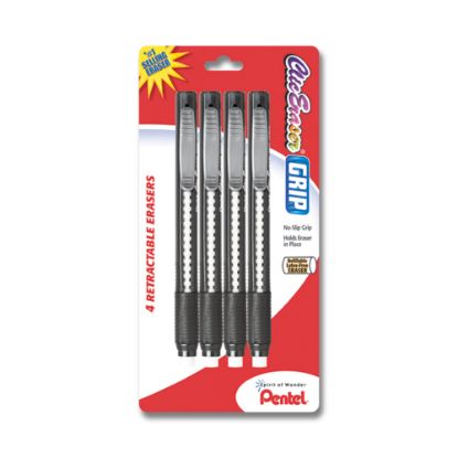 Picture of Pentel Clic Erasers, Black Barrel, Pack Of 4