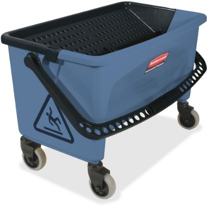 Picture of Rubbermaid Commercial Finish Mop Bucket w/ Wringer - Hinged Lid, Ergonomic Design, Handle - 16.2in x 26.2in - Blue - 1 / Carton