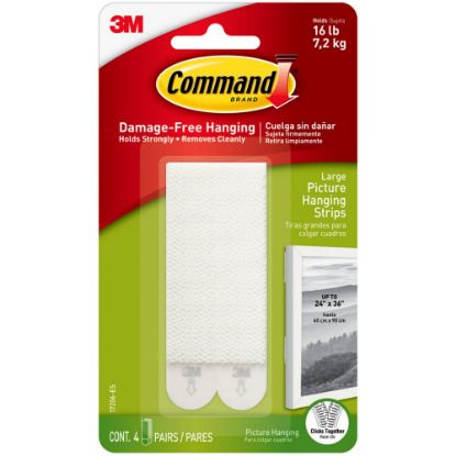 Picture of Command Large Picture Hanging Strips, 4 Pairs (8 Command Strips), Damage Free Organizing of Dorm Rooms, White