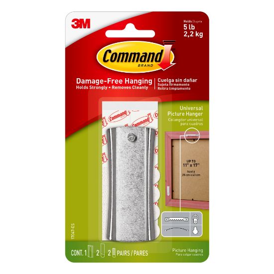 Picture of Command Sticky Nail Sawtooth Hanger, 1-Command Hook, 2-Large Command Strips, 4-Mini Command Strips, Damage-Free, Gray